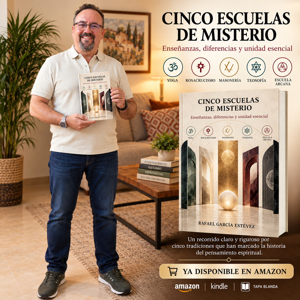 Rafael García Estévez con su libro Cinco escuelas de misterio